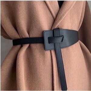 New! Black Leather Wrap Belt (One Size) NWOT